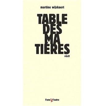 TABLE DES MATIÈRES