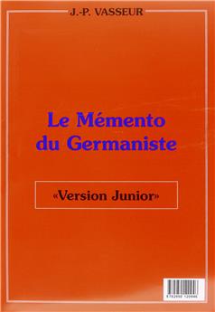 MÉMENTO DU GERMANISTE VERSION JUNIOR