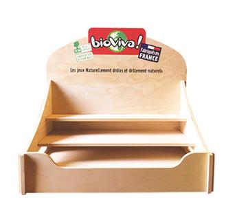 PLV : PRESENTOIR DE COMPTOIR EN BOIS VIDE