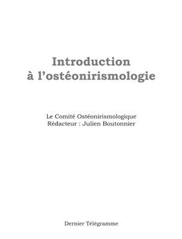 INTRODUCTION À L´OSTÉONIRISMOLOGIE